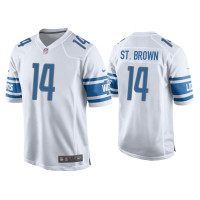 Men Detroit Lions #14 Amon-Ra St. Brown White Game Jersey