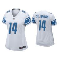 Women Detroit Lions #14 Amon-Ra St. Brown White Game Jersey