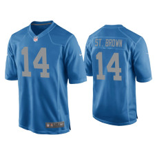 Men Detroit Lions #14 Amon-Ra St. Brown Blue Throwback Game Jersey