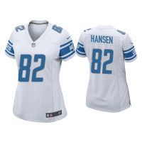 Women Detroit Lions #82 Chad Hansen White Game Jersey