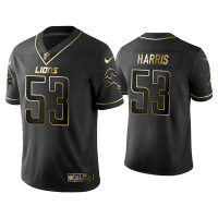 Men Detroit Lions #53 Golden Edition Vapor Limited Lions Charles Harris Black Jersey