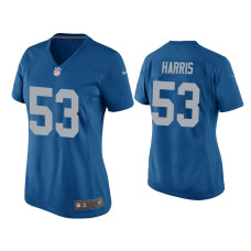 Women Detroit Lions #53 Charles Harris Blue Throwback Game Jersey