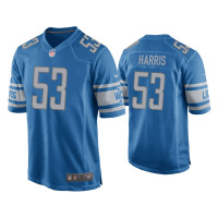 Men Detroit Lions #53 Charles Harris Blue Game Jersey