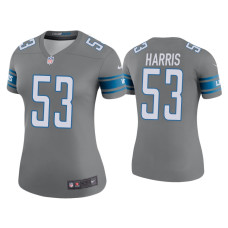 Women Detroit Lions #53 Color Rush Legend Charles Harris Steel Jersey