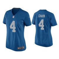 Women Detroit Lions #4 D.J. Chark Blue Throwback Game Jersey