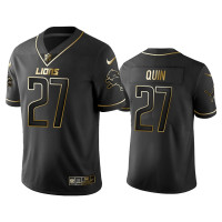 Men Detroit Lions #27 Golden Edition Vapor Untouchable Limited Lions Glover Quin Black Jersey