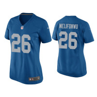 Women Detroit Lions #26 Ifeatu Melifonwu Blue Throwback Game Jersey