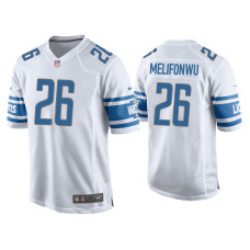 Men Detroit Lions #26 Ifeatu Melifonwu White Game Jersey