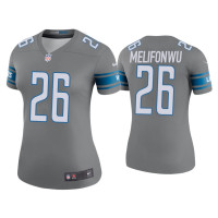 Women Detroit Lions #26 Color Rush Legend Ifeatu Melifonwu Steel Jersey