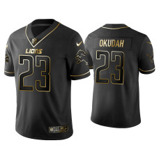 Men Detroit Lions #23 Golden Edition Vapor Limited Lions Jeff Okudah Black Jersey