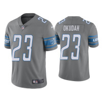 Men Detroit Lions #23 Color Rush Limited Jeff Okudah Steel Jersey