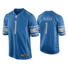 Men Detroit Lions #1 Jeff Okudah Blue Game Jersey