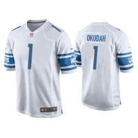 Men Detroit Lions #1 Jeff Okudah White Game Jersey