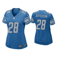 Women Detroit Lions #28 Jermar Jefferson Blue Game Jersey