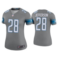 Women Detroit Lions #28 Color Rush Legend Jermar Jefferson Steel Jersey