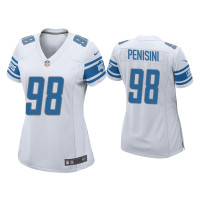 Women Detroit Lions #98 John Penisini White Game Jersey