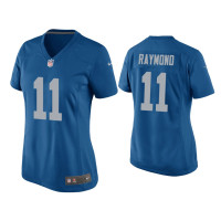 Women Detroit Lions #11 Kalif Raymond Blue Throwback Game Jersey