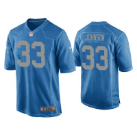 Men Detroit Lions #33 Kerryon Johnson Blue Throwback Game Jersey