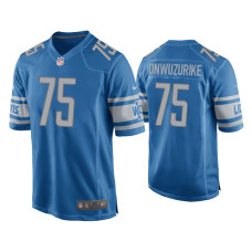 Men Detroit Lions #75 Levi Onwuzurike Blue Game Jersey