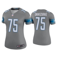 Women Detroit Lions #75 Color Rush Legend Levi Onwuzurike Steel Jersey