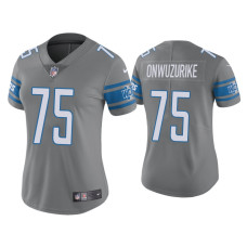 Women Detroit Lions #75 Color Rush Limited Levi Onwuzurike Steel Jersey