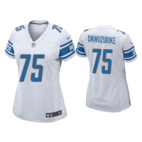 Women Detroit Lions #75 Levi Onwuzurike White Game Jersey