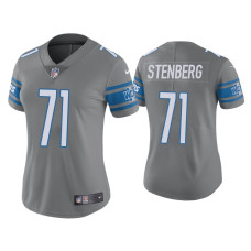 Women Detroit Lions #71 Color Rush Limited Logan Stenberg Steel Jersey