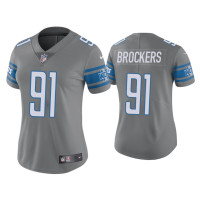 Women Detroit Lions #91 Color Rush Limited Michael Brockers Steel Jersey