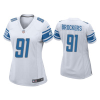 Women Detroit Lions #91 Michael Brockers White Game Jersey