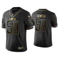 Men Detroit Lions #58 Golden Edition Vapor Limited Lions Penei Sewell Black Jersey