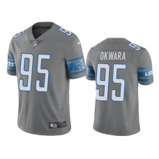 Men Detroit Lions #95 Nike Romeo Okwara Gray Color Rush Limited Jersey