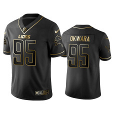 Men Detroit Lions #95 Golden Edition Vapor Untouchable Limited Lions Romeo Okwara Black Jersey