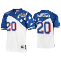 Men Detroit Lions #20 Barry Sanders Mitchell & Ness 1994 Pro Bowl White Blue NFC Jersey