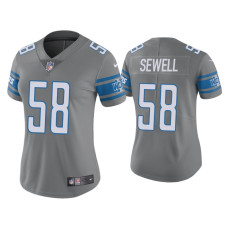 Women Detroit Lions #58 Color Rush Limited Penei Sewell Steel Jersey