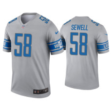 Men Detroit Lions #58 Penei Sewell Gray Inverted Legend Jersey