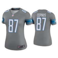 Women Detroit Lions #87 Color Rush Legend Quintez Cephus Steel Jersey