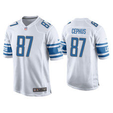 Men Detroit Lions #87 Quintez Cephus White Game Jersey