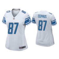 Women Detroit Lions #87 Quintez Cephus White Game Jersey