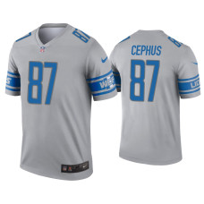 Men Detroit Lions #87 Quintez Cephus Gray Inverted Legend Jersey