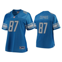 Women Detroit Lions #87 Quintez Cephus Blue Pro Line Jersey