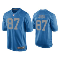 Men Detroit Lions #87 Quintez Cephus Blue Throwback Game Jersey