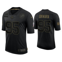 Men Detroit Lions #95 Romeo Okwara Black 2020 Salute to Service Limited Jersey