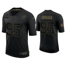 Men Detroit Lions #95 Romeo Okwara Black 2020 Salute to Service Limited Jersey