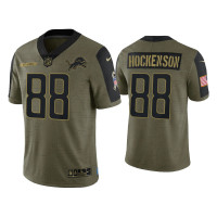 Men Detroit Lions #88 T.J. Hockenson Olive 2021 Salute To Service Limited Jersey