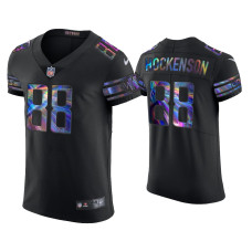 Men Detroit Lions #88 T.J. Hockenson Black Golden Edition Holographic Jersey