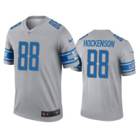 Men Detroit Lions #88 T.J. Hockenson Gray Inverted Legend Jersey