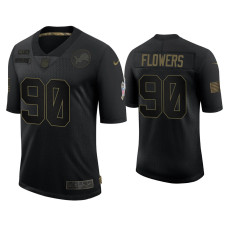 Men Detroit Lions #90 Trey Flowers Black 2020 Salute to Service Limited Jersey