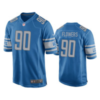 Men Detroit Lions #90 Trey Flowers Blue Game Jersey