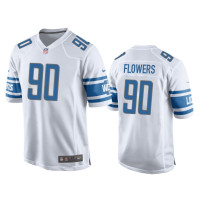 Men Detroit Lions #90 Trey Flowers White Game Jersey