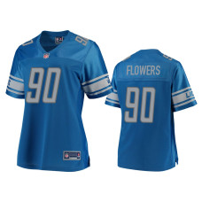 Women Detroit Lions #90 Trey Flowers Blue Pro Line Jersey